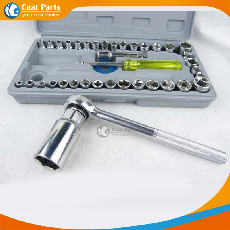 40pcs/Lot, Automobile Motorcycle Tool Box Set Socket Wrench Sleeve Suit Hardware Auto Car Repair Tools, high-quality