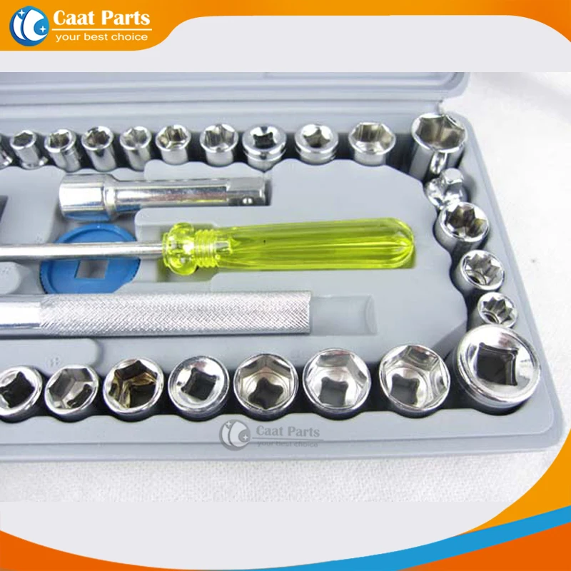 40pcs/Lot, Automobile Motorcycle Tool Box Set Socket Wrench Sleeve Suit Hardware Auto Car Repair Tools, high-quality