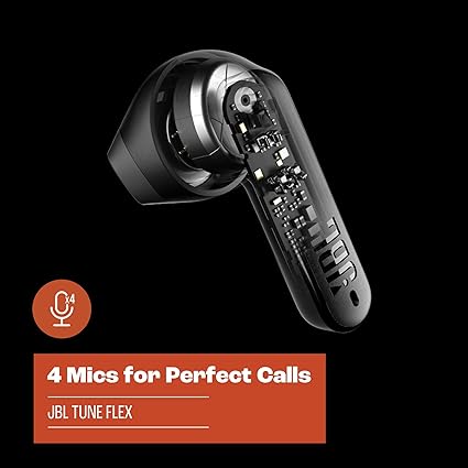 JBL Tune Flex - True Wireless Noise Cancelling Earbuds (Black), Small