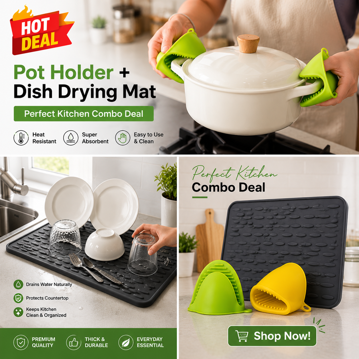 Silicon Pot Holder and Dish Drying Matt
