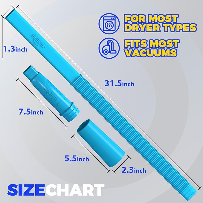 Holikme Dryer Vent Cleaner Kit with Vacuum Hose Attachment and Lint Remover - Blue