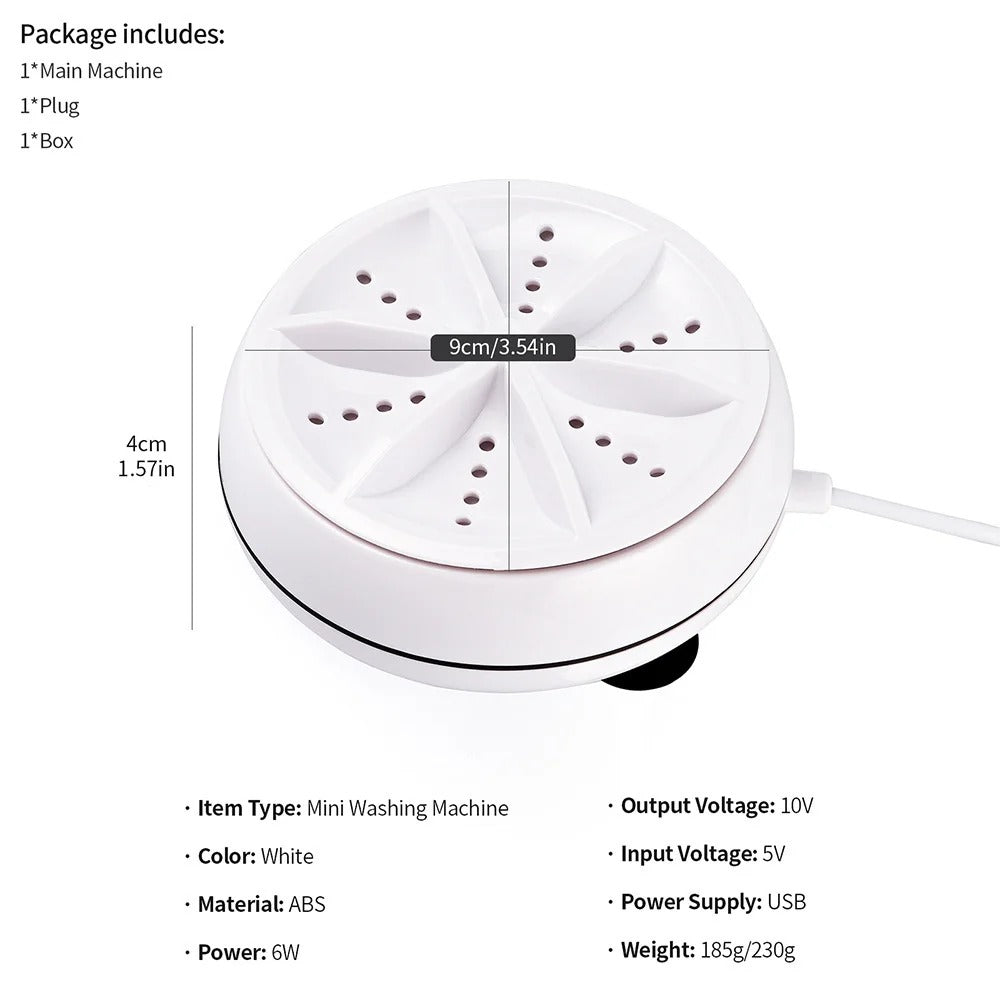 Mini Ultrasonic Washing Machine Portable Turbo Washer