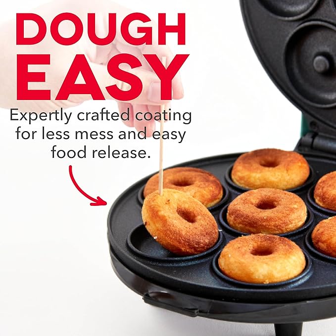 DASH Mini Donut Maker Machine, Non-stick, Makes 7 Doughnuts - Aqua