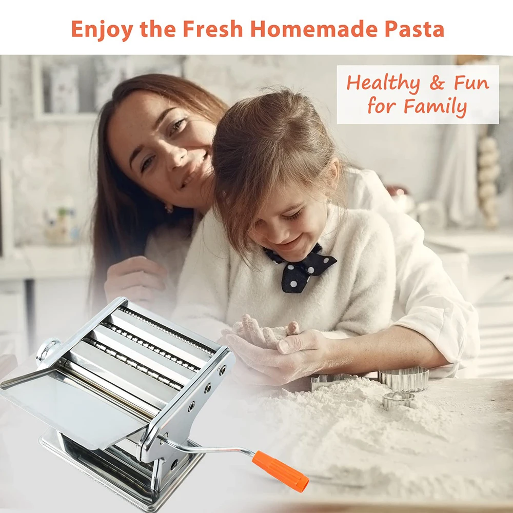 Stainless Steel Manual Pasta Maker Machine, Hand Crank Pastry Roller, Spaghetti Noodle Maker, Home Kitchen