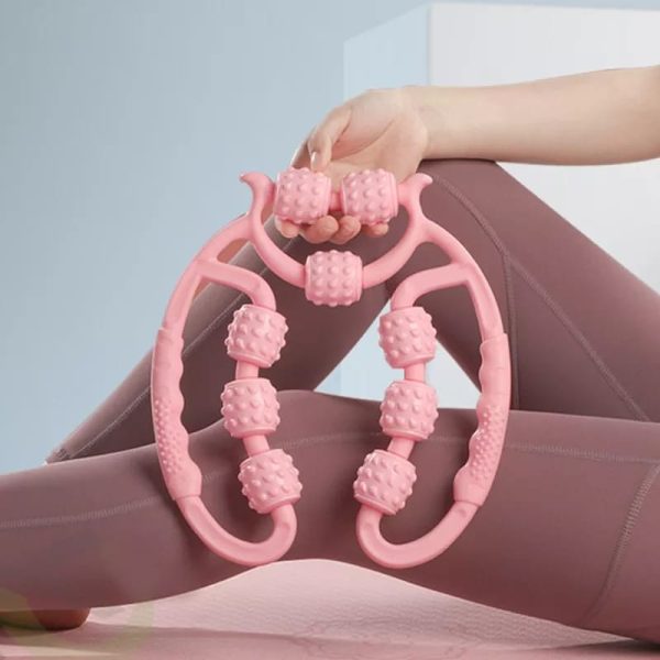 9 Wheels U Shape Points Massage Muscle Relax Roller Massager Made In China (random Color)