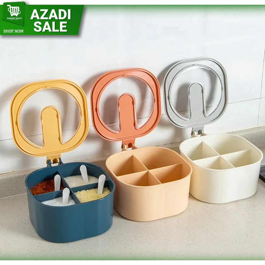 4 In 1 Kitchen Seasoning/Masala/Spice Box and Jar (Grid/Partition)