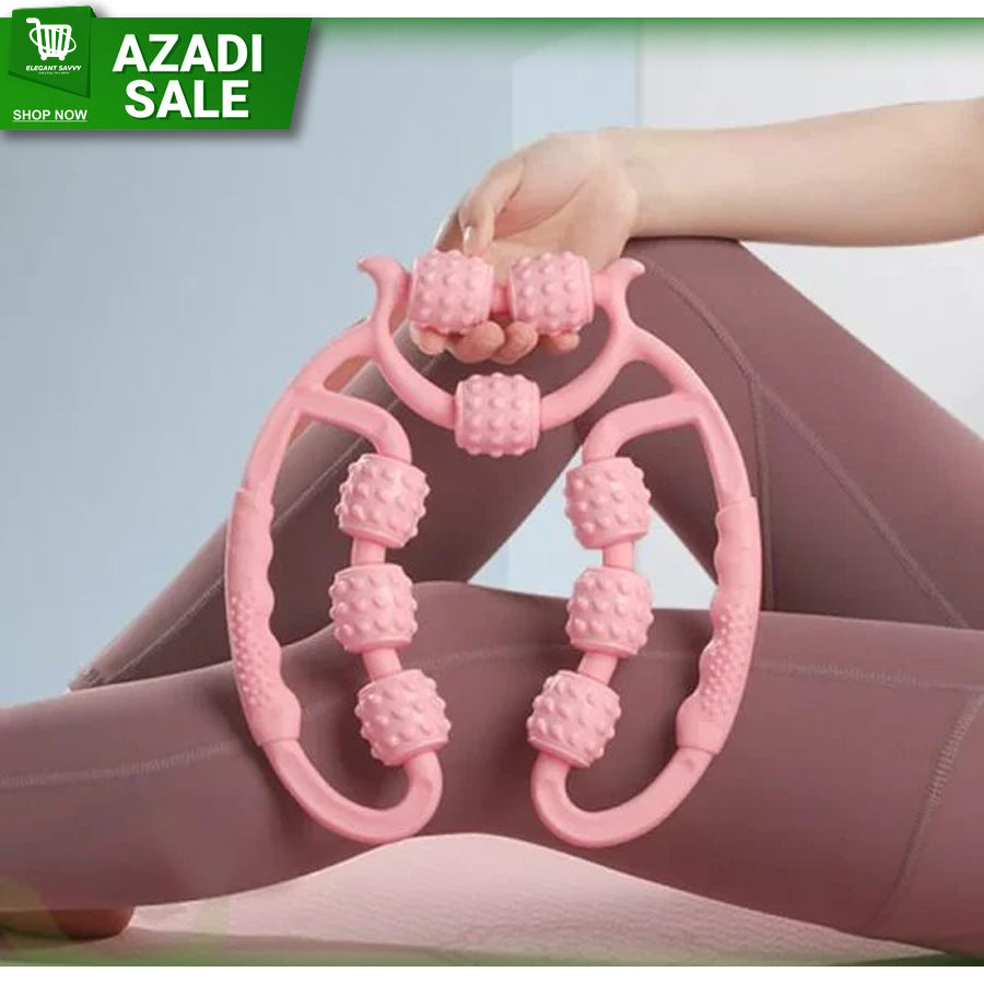 9 Wheels U Shape Points Massage Muscle Relax Roller Massager Made In China (random Color)