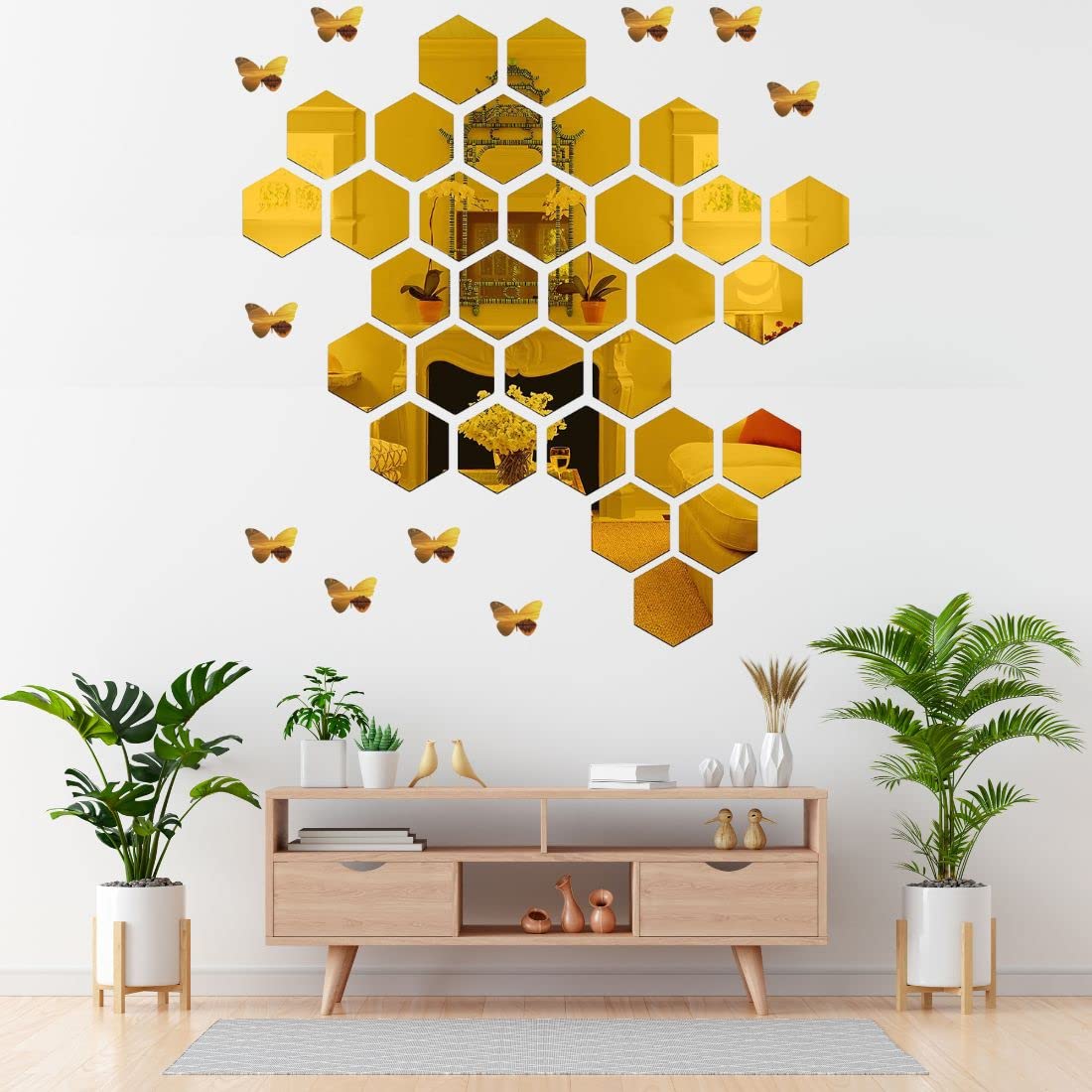Hexagonal 4 Inch Acrylic 3D Mirror Wall Stickers (12 Pcs Set)