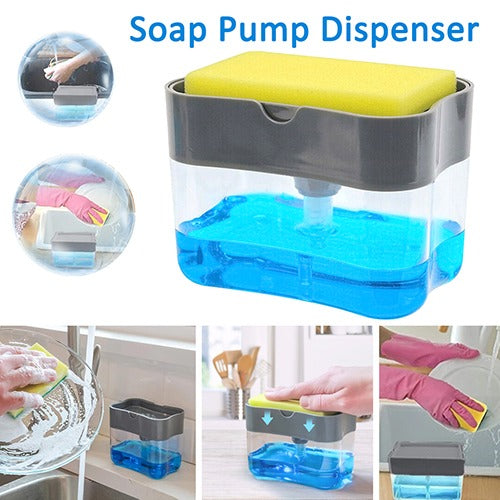 2 in 1 Soap Dispenser Push Out Liquid Kitchen Dish Washing Caddy