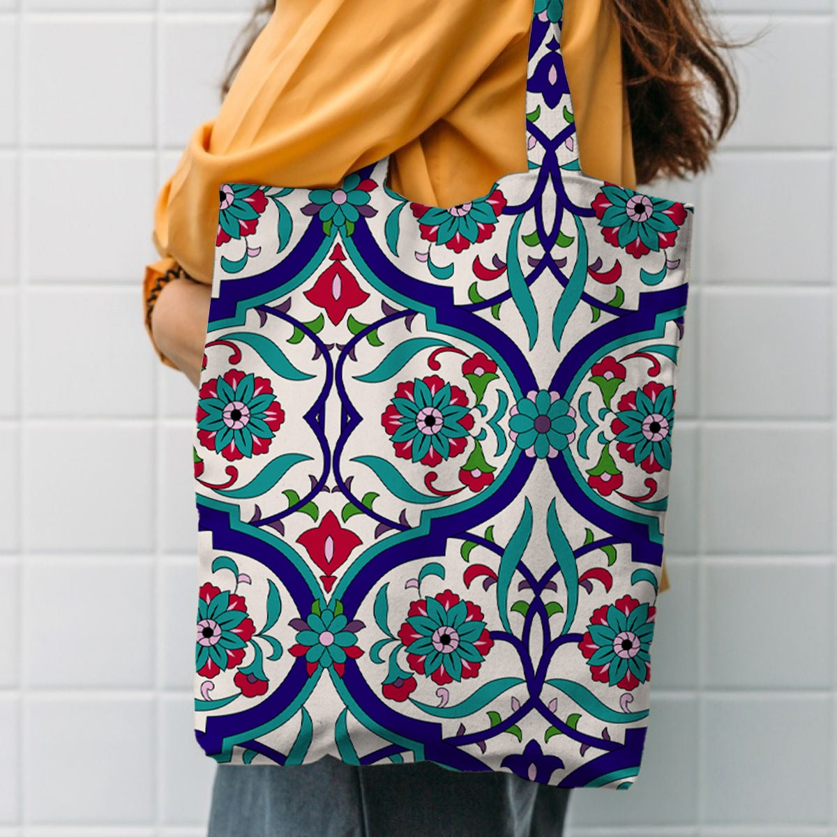 Printed Soft Cotton Tote Bags for Women Shopping/Grocery Washable