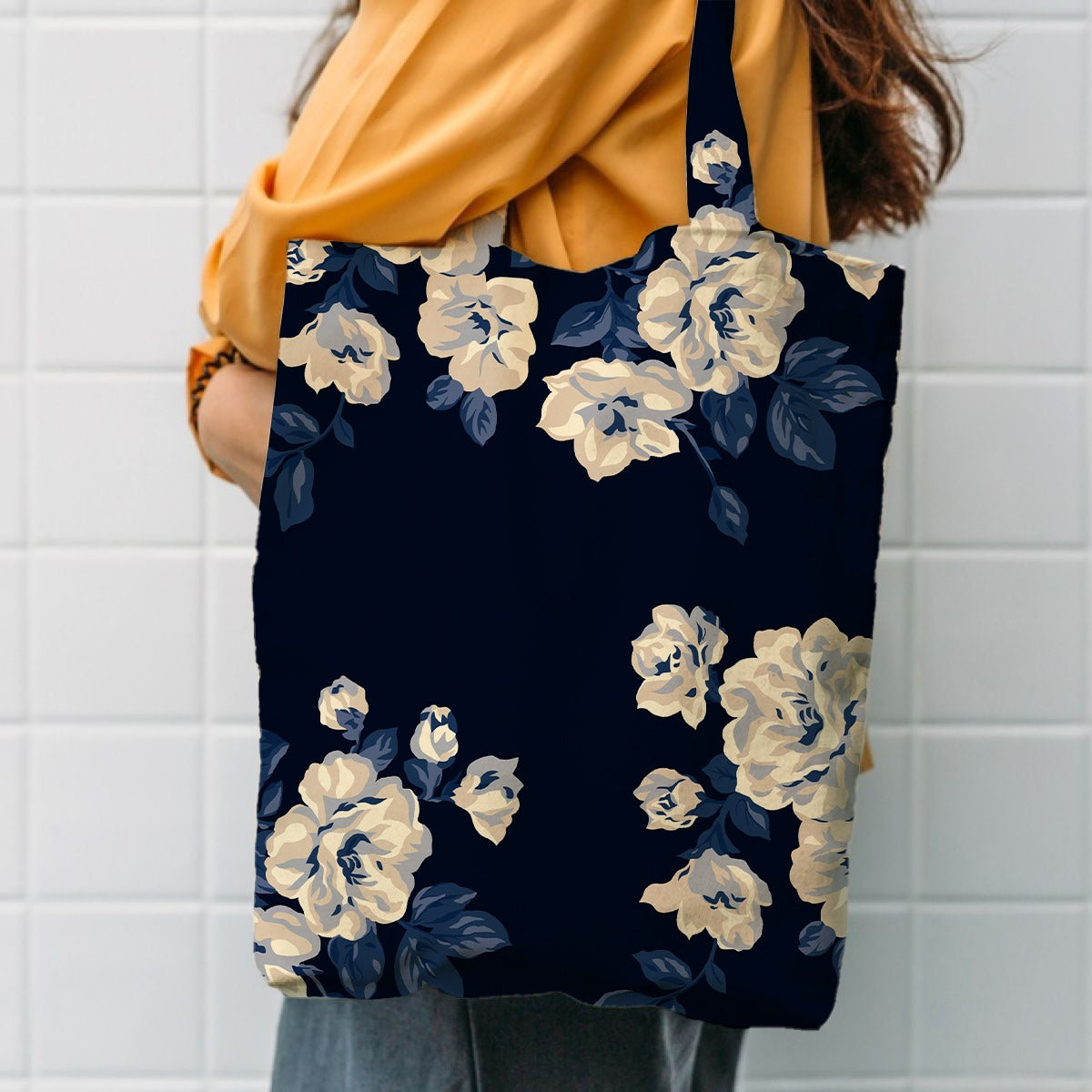 Printed Soft Cotton Tote Bags for Women Shopping/Grocery Washable