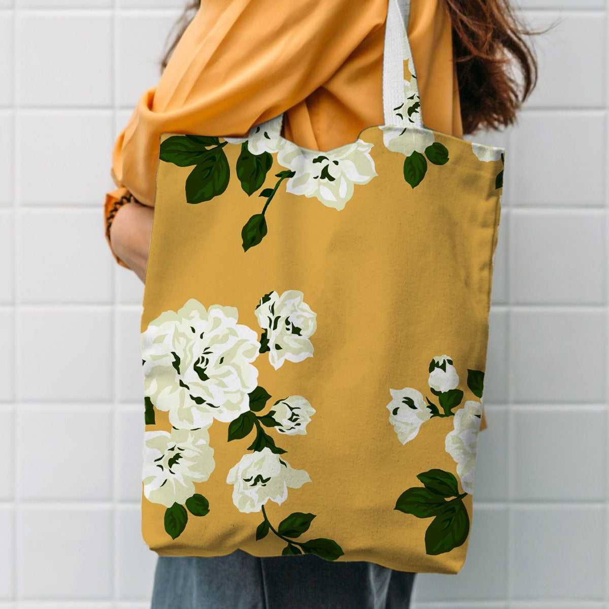 Printed Soft Cotton Tote Bags for Women Shopping/Grocery Washable