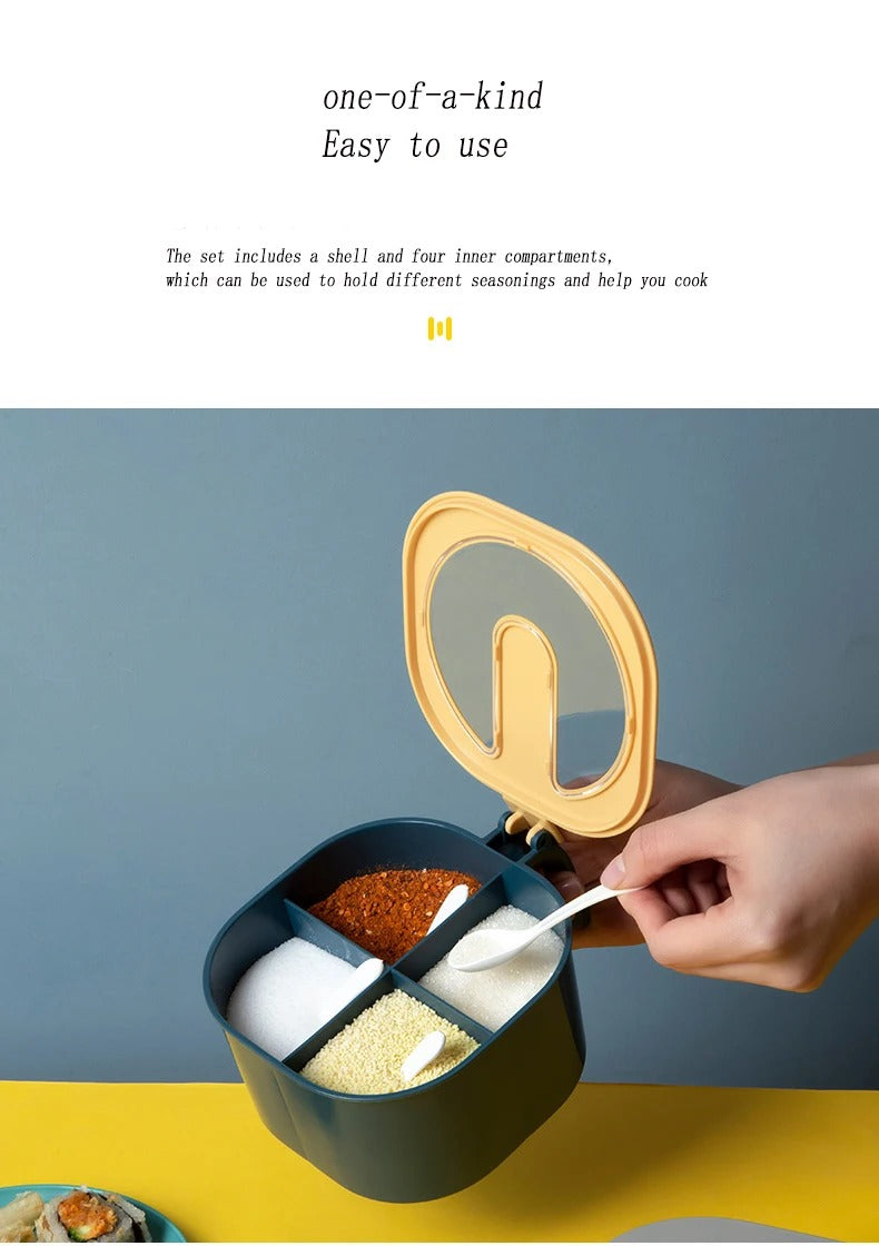 4 In 1 Kitchen Seasoning/Masala/Spice Box and Jar (Grid/Partition)