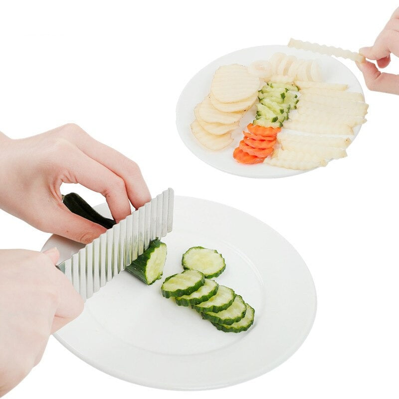 Stainless Steel crinkle wavy potato French Fries Slicer