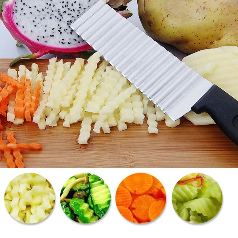 Stainless Steel crinkle wavy potato French Fries Slicer
