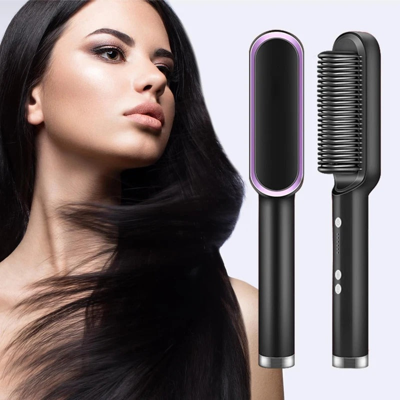 2-in-1 Hair Straightener Iron Brush/ Comb