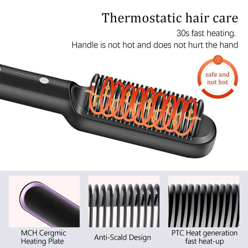 2-in-1 Hair Straightener Iron Brush/ Comb
