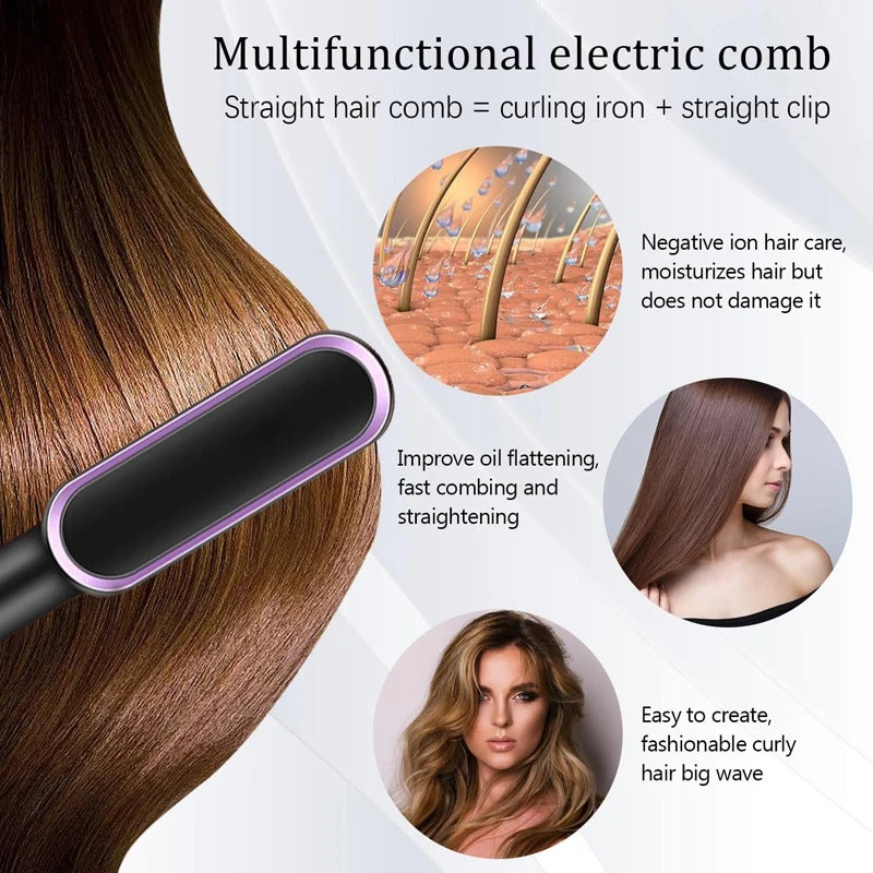 2-in-1 Hair Straightener Iron Brush/ Comb