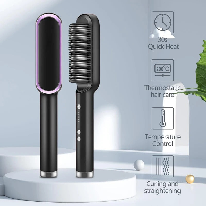 2-in-1 Hair Straightener Iron Brush/ Comb