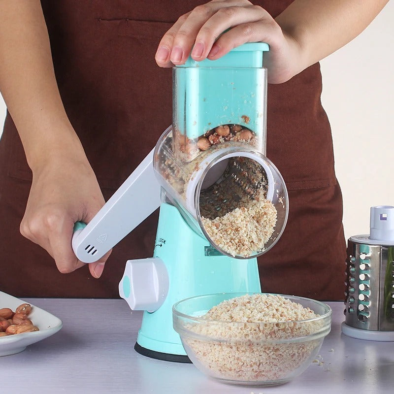 3 in 1 Rotary Vegetables Mandoline/Cutter - Manual Tabletop Drum Cutter