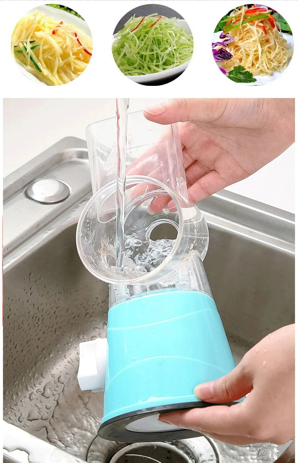 3 in 1 Rotary Vegetables Mandoline/Cutter - Manual Tabletop Drum Cutter