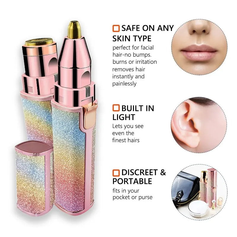 2 in 1 Rechargeable Electric Eyebrows Trimmer and Facial Hair Remover