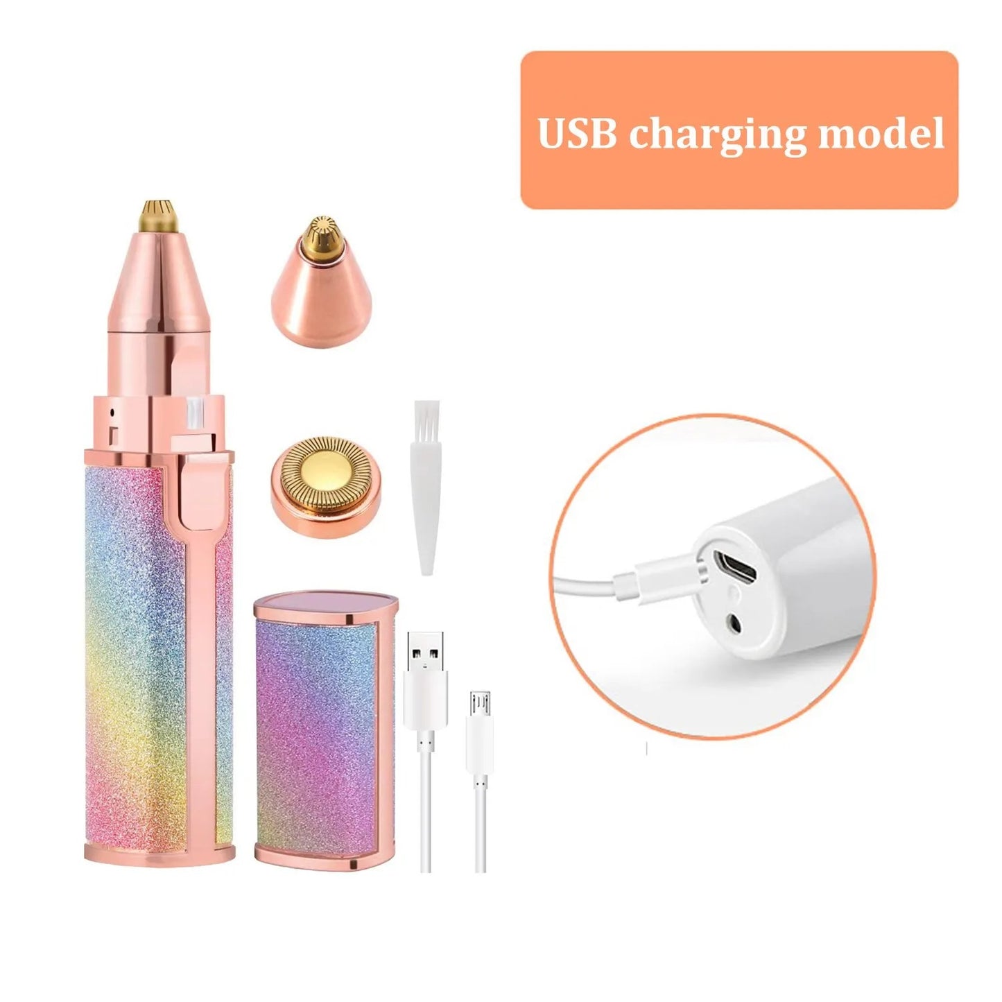 2 in 1 Rechargeable Electric Eyebrows Trimmer and Facial Hair Remover