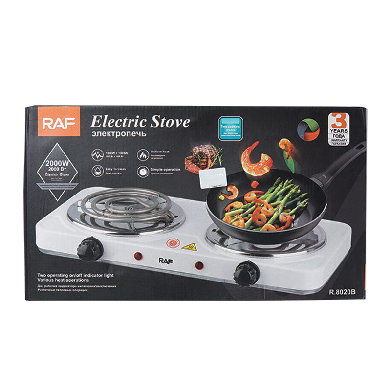 Electric Stove (Double) for cooking, heat up in just 2 mins, Easy to clean, 2000W