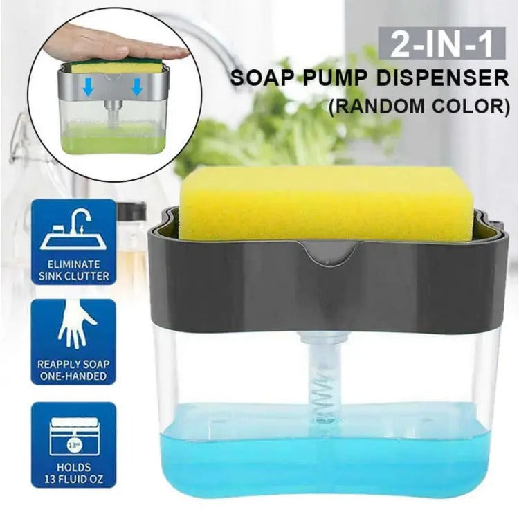 2 in 1 Soap Dispenser Push Out Liquid Kitchen Dish Washing Caddy