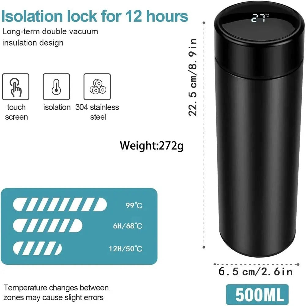 Smart LED Temperature Stainless Steel bottle/Thermos for Hot and Cool Water 500ML