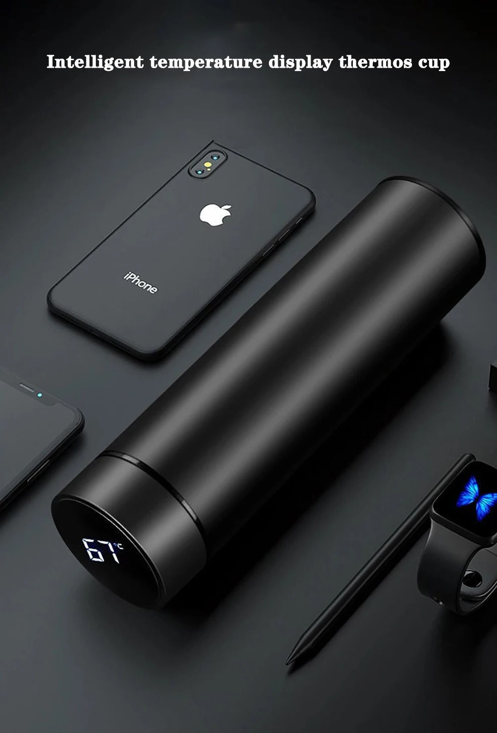 Smart LED Temperature Stainless Steel bottle/Thermos for Hot and Cool Water 500ML