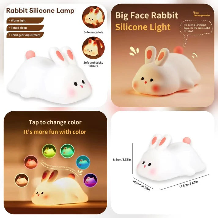 Cute Rabbit Desk Soft Night Lamp USB Rechargeable (Delivery Free)