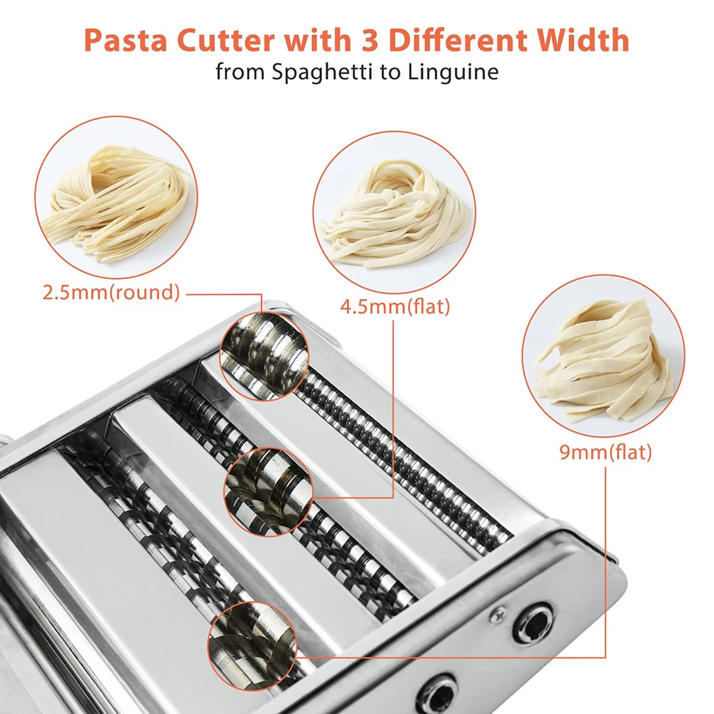 Stainless Steel Manual Pasta Maker Machine, Hand Crank Pastry Roller, Spaghetti Noodle Maker, Home Kitchen