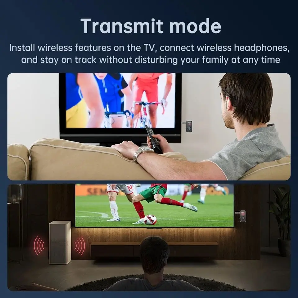 Bluetooth 5.3 Adapter Transmitter Receiver Wireless Audio For Car Music Headphone Speaker