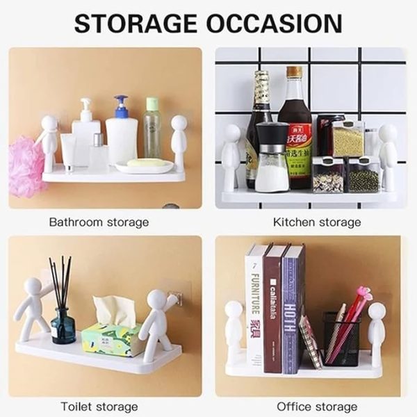 Multifunctional Self Adhesive Creative Character Shelves Bathroom Wall Mounted Shelf