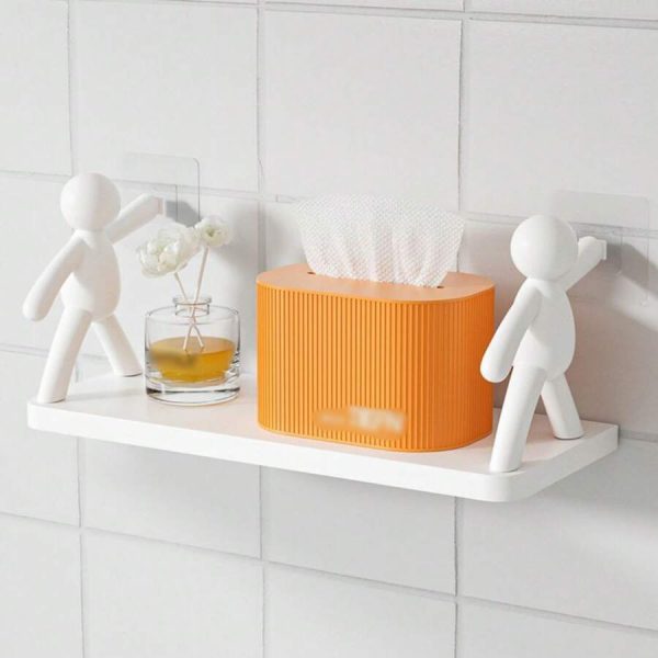 Multifunctional Self Adhesive Creative Character Shelves Bathroom Wall Mounted Shelf