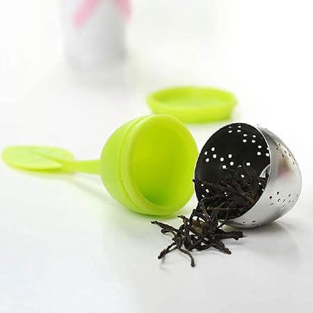 Silicone Tea Infuser – Stainless Steel Strainer Drip Tray Included (random Color)