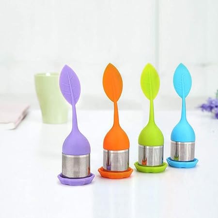 Silicone Tea Infuser – Stainless Steel Strainer Drip Tray Included (random Color)