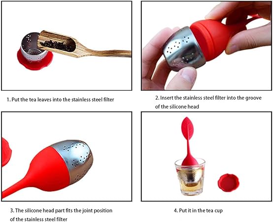 Silicone Tea Infuser – Stainless Steel Strainer Drip Tray Included (random Color)