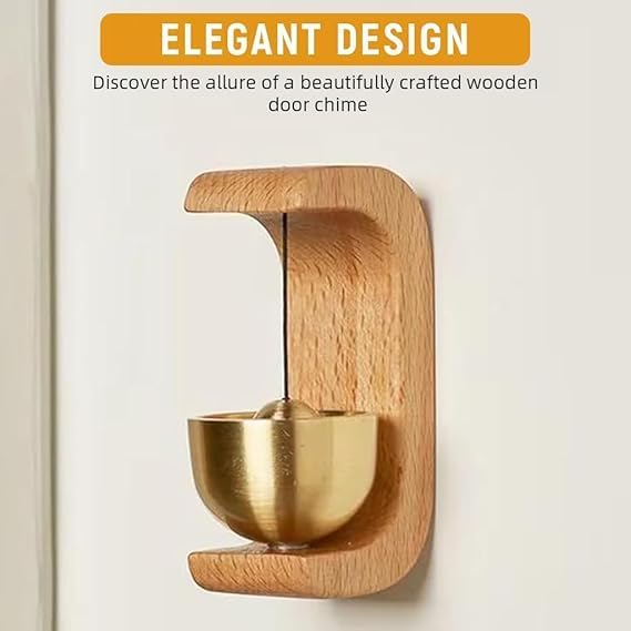 Elegant Wooden Doorbell Chime with Brass Bell for Home Office Decor