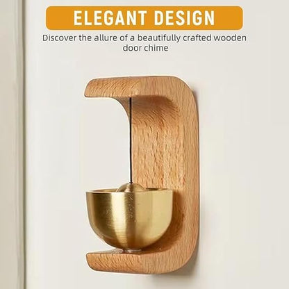 Elegant Wooden Doorbell Chime with Brass Bell for Home Office Decor