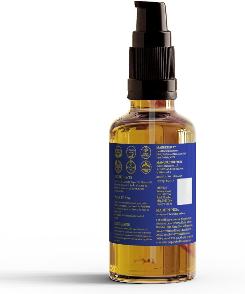Natural Anti-Grey Beard Serum Oil - (25ml) - Restores Beard Color Naturally - 100% Natural Herbal Formula | Turns White Beard to Black