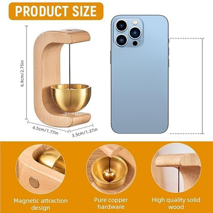 Elegant Wooden Doorbell Chime with Brass Bell for Home Office Decor