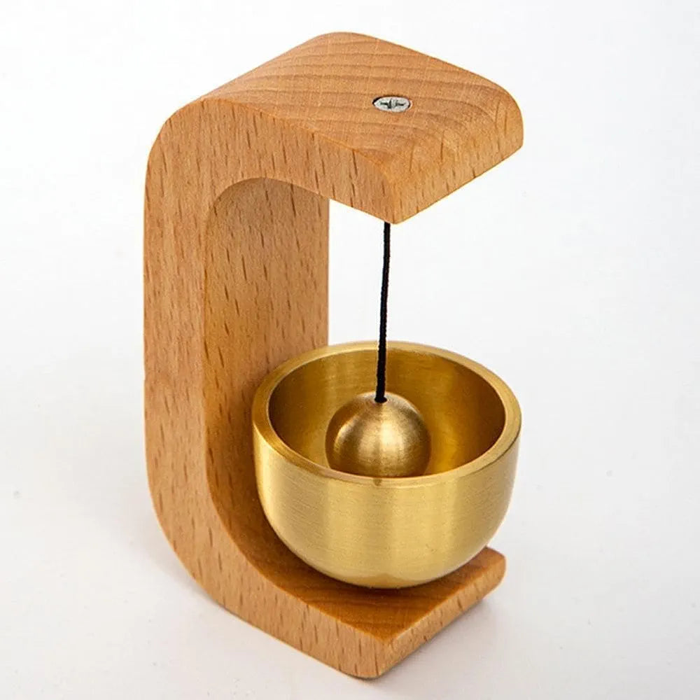 Elegant Wooden Doorbell Chime with Brass Bell for Home Office Decor