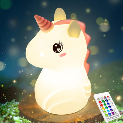 Unicorn Cartoon Silicone Touch LED Night Lamp USB Rechargeable  (Delivery Free)