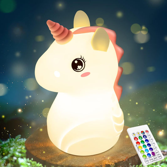 Unicorn Cartoon Silicone Touch LED Night Lamp USB Rechargeable  (Delivery Free)