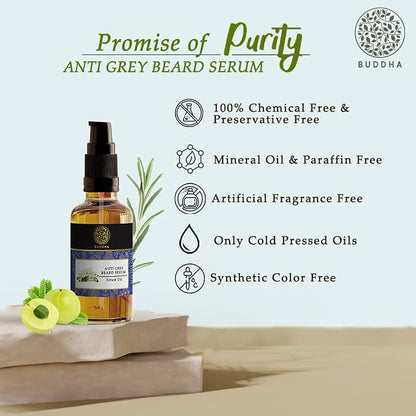 Natural Anti-Grey Beard Serum Oil - (25ml) - Restores Beard Color Naturally - 100% Natural Herbal Formula | Turns White Beard to Black
