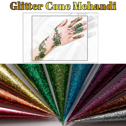 Glitter Mehndi cone available in different colours