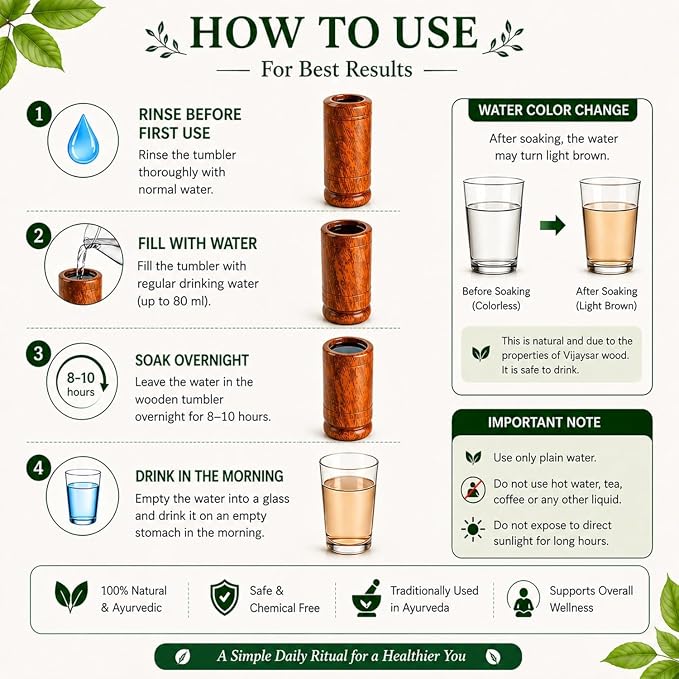 Vijaysar Jamun Tree Wooden Glass For Sugar Control