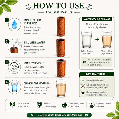 Vijaysar Jamun Tree Wooden Glass For Sugar Control